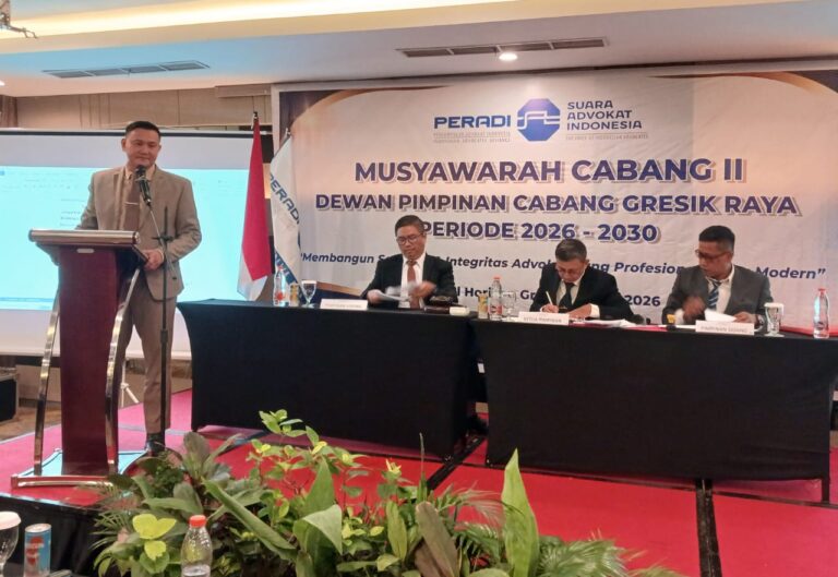 Michael Supriyadie Terpilih Secara Aklamasi Pimpin DPC Peradi SAI Gresik Raya Periode 2026-2030